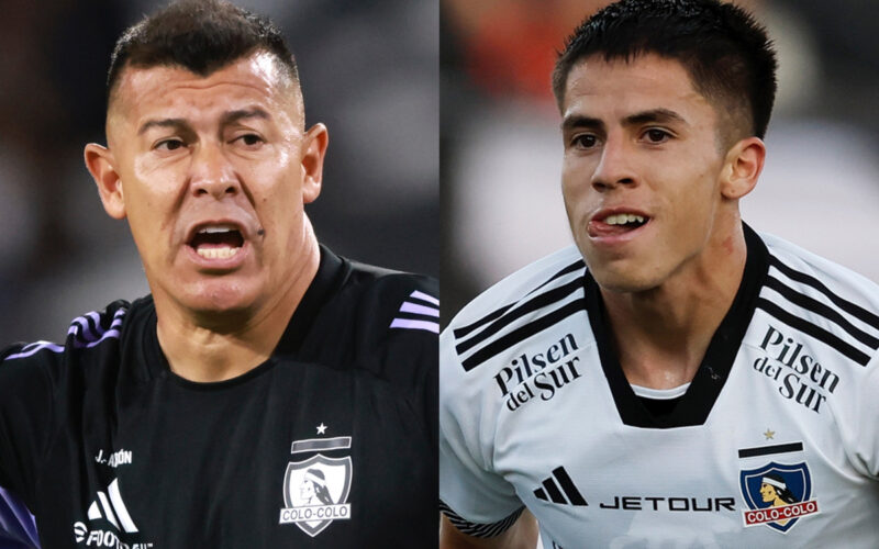 Primer plano de Jorge Almirón y Matías Moya.