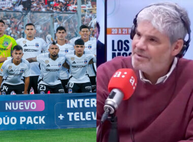 Jugadores de Colo-Colo formados. Primer plano de Juan Cristóbal Guarello.