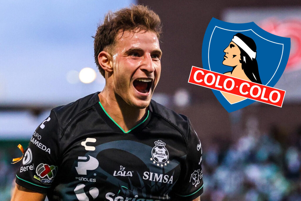Primer plano de Bruno Barticciotto junto al escudo de Colo-Colo.