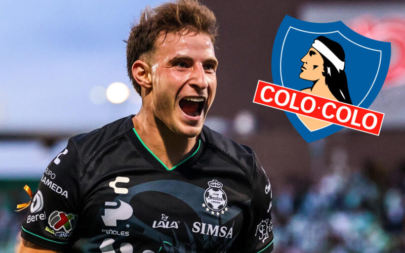 Primer plano de Bruno Barticciotto junto al escudo de Colo-Colo.