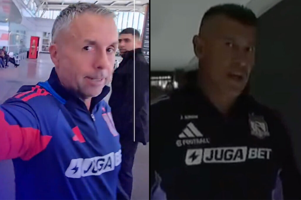 Primer plano de Gustavo Álvarez y Jorge Almirón.