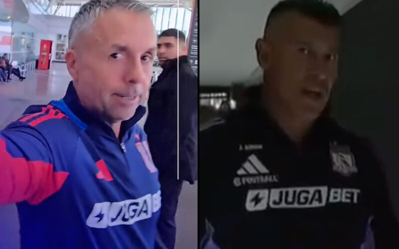 Primer plano de Gustavo Álvarez y Jorge Almirón.