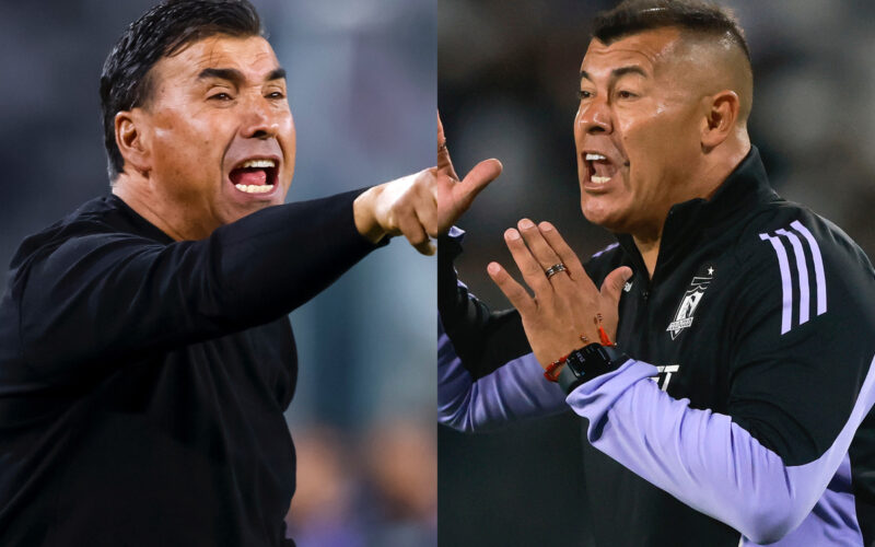 Primer plano de Héctor Robles y Jorge Almirón.