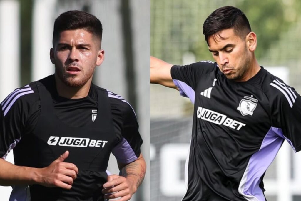 Víctor Felipe Méndez y Sebastián Vegas con la camiseta de Colo-Colo.