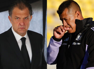 Primer plano de Aníbal Mosa y Jorge Almirón.