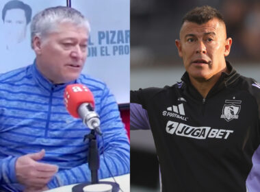 Primer plano de Patricio Yáñez y Jorge Almirón.