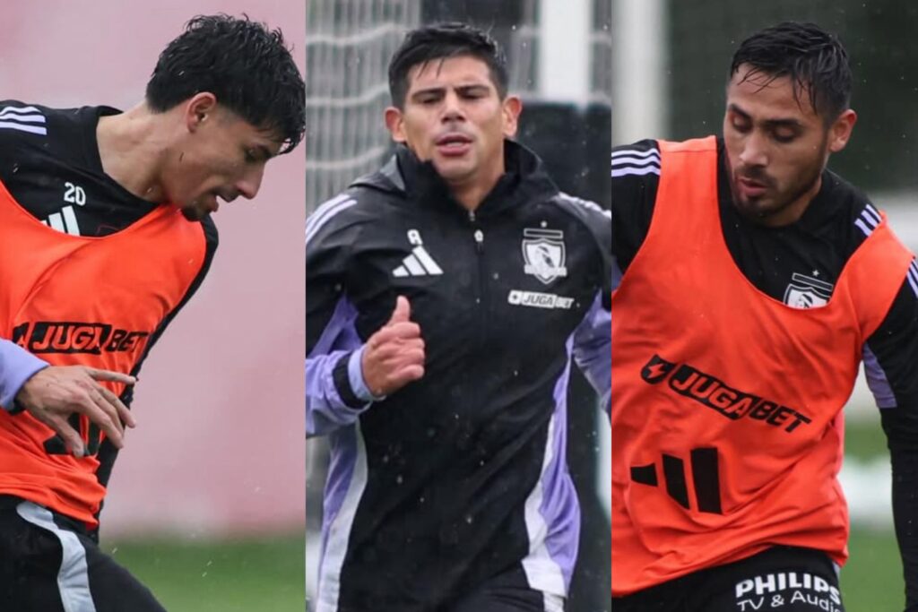 Alexander Oroz, Esteban Pavez y Marcos Bolados en sus retornos a los entrenamientos con indumentaria de Colo-Colo.