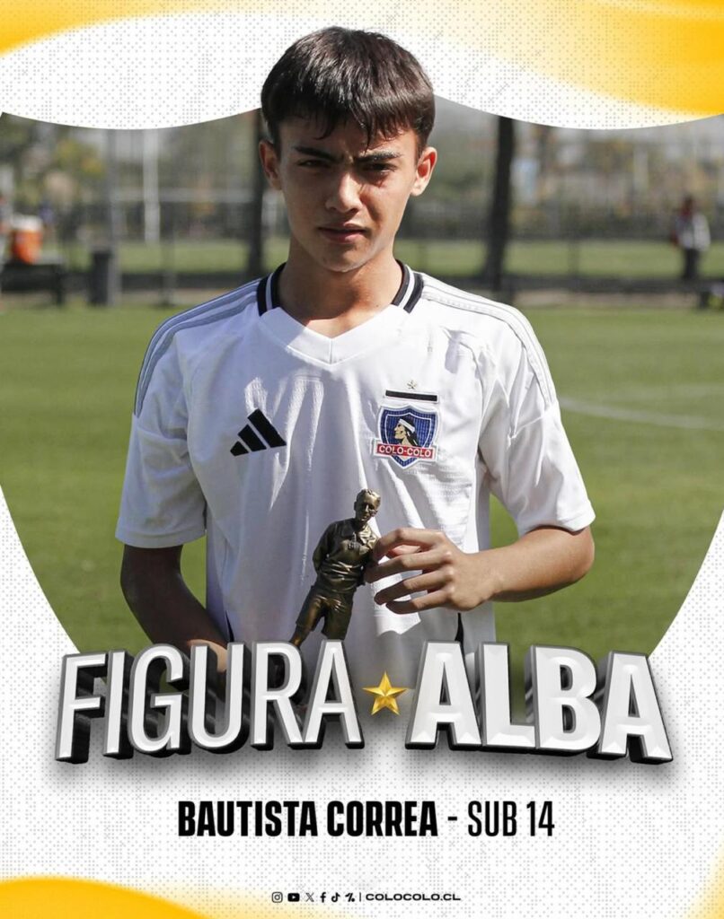 Imagen de Bautista Correa anunciado como la "Figura Alba" con Colo-Colo Sub-14.