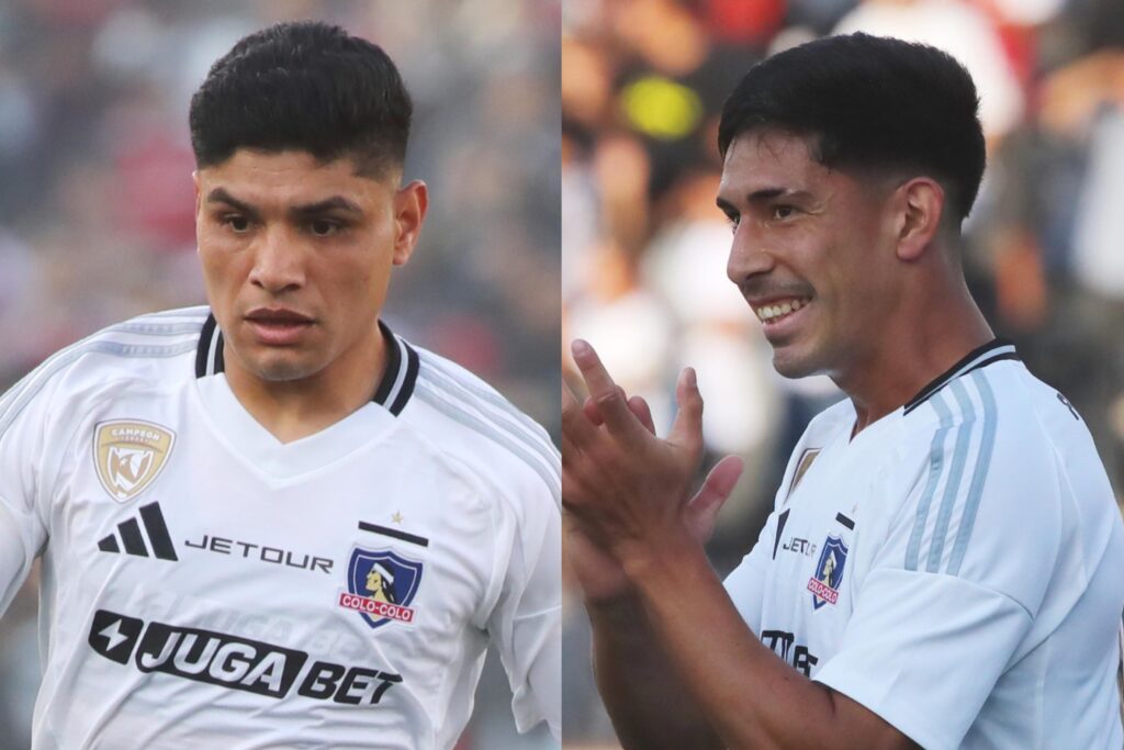 Claudio Aquino y Salomón Rodríguez con la camiseta de Colo-Colo.
