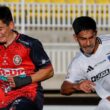 Salomón Rodríguez y Alfonso Parot en el partido de Deportes Limache vs Colo-Colo. Liga de Primera.