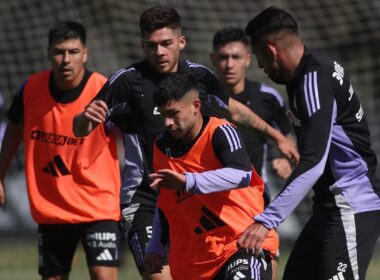 Jugadores de Colo-Colo durante un entrenamiento.