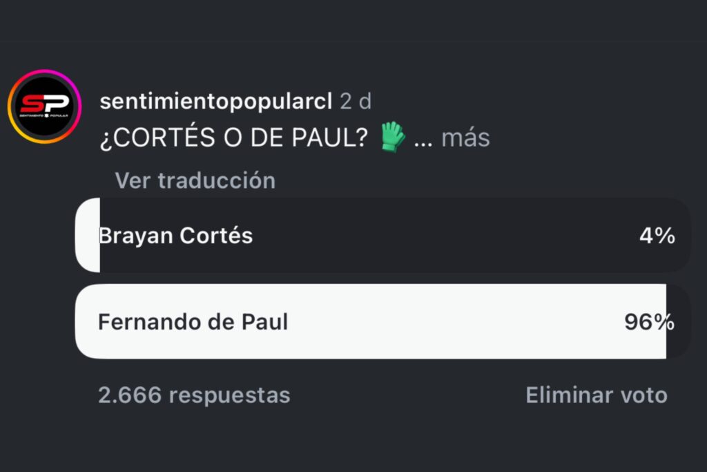 Hinchas eligen a Fernando de Paul como el portero titular de Colo-Colo en Instagram.
