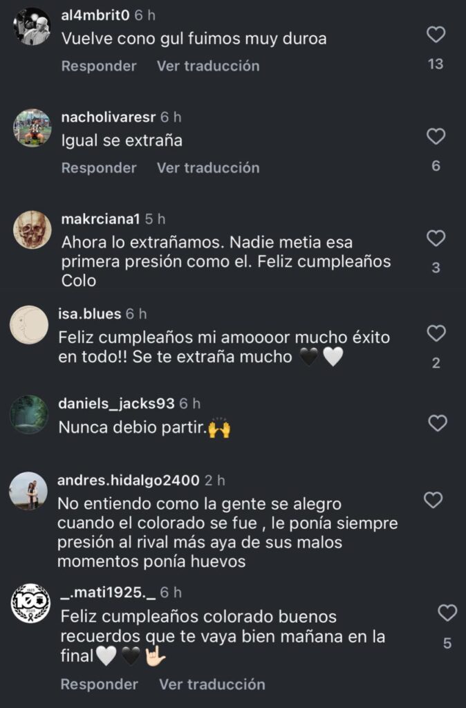 Hinchas lamentan la partida de Leonardo Gil de Colo-Colo en redes sociales.