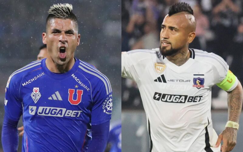 Leandro Fernández y Arturo Vidal con la camiseta de Universidad de Chile y Colo-Colo. Superclásico, Supercopa.