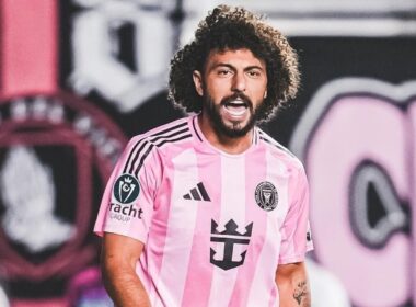 Primer plano de Maximiliano Falcón con la camiseta del Inter Miami.