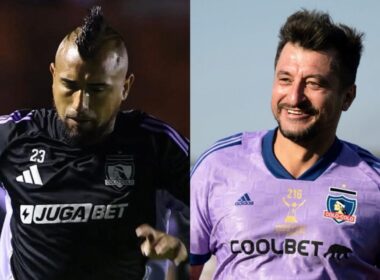 Nicolás Peric y Arturo Vidal con camisetas de Colo-Colo.