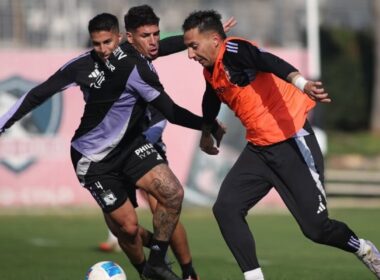 Villagra, Saldivia y Correa en un entrenamiento e Colo-Colo.