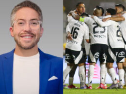Primer plano de Jorge Gómez 'Pelotazo' y jugadores de Colo-Colo abrazados.