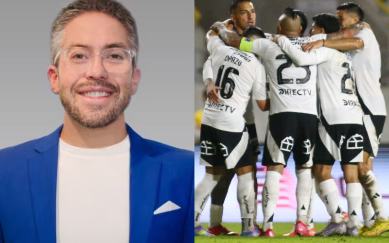 Primer plano de Jorge Gómez 'Pelotazo' y jugadores de Colo-Colo abrazados.