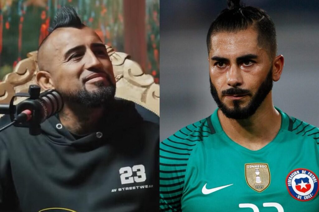 Primer plano a los rostros de Arturo Vidal y Johnny Herrera.