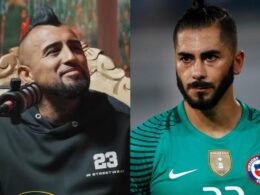 Primer plano a los rostros de Arturo Vidal y Johnny Herrera.