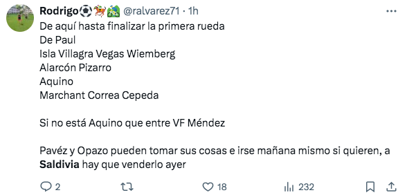 Hinchas piden la salida de Alan Saldivia.