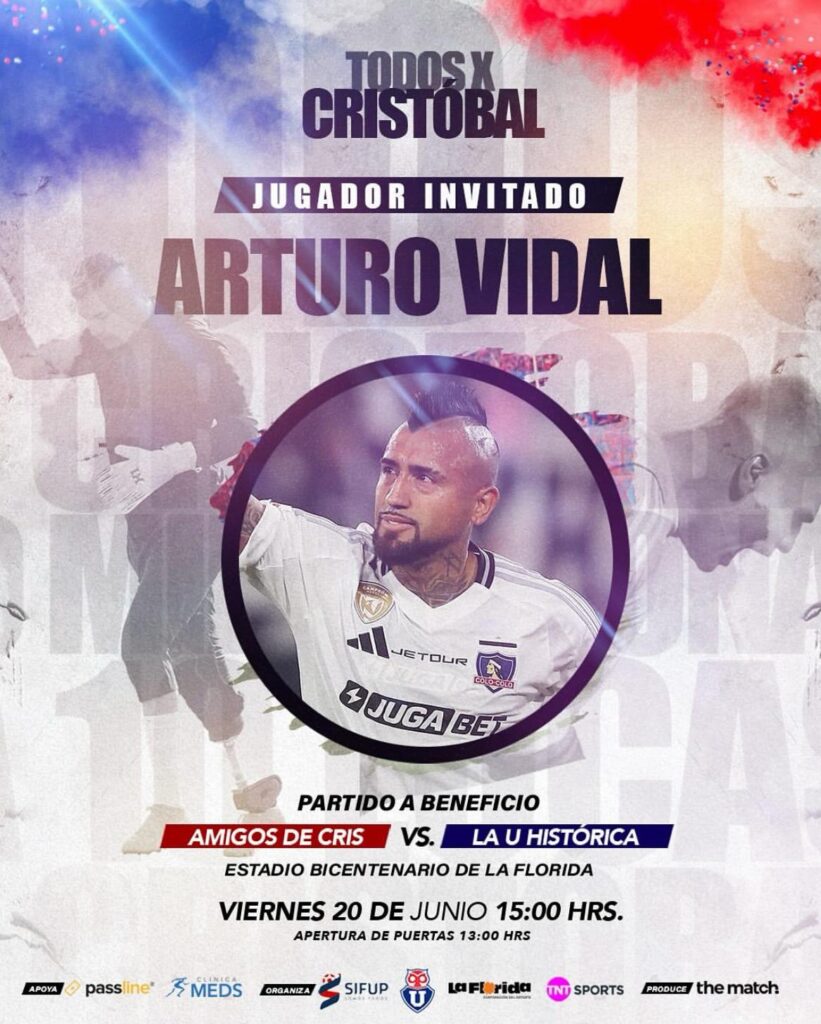 Anuncio de la invitación de Arturo Vidal al partido a beneficio de Cristóbal Campos.