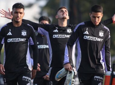 Daniel Gutiérrez, Bruno Gutiérrez y Jonathan Villagra en un entrenamiento de Colo-Colo.