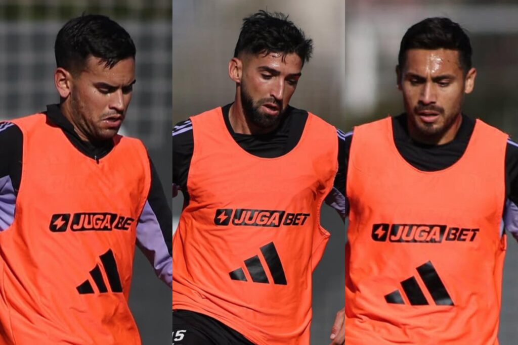 Emiliano Amor, Marcos Bolados y Sebastián Vegas en sus retornos a los entrenamientos de Colo-Colo.