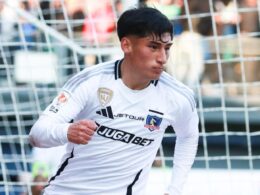 Francisco Marchant tras anotarle a Audax Italiano su primer gol con la camiseta de Colo-Colo.