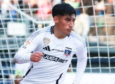 Francisco Marchant tras anotarle a Audax Italiano su primer gol con la camiseta de Colo-Colo.