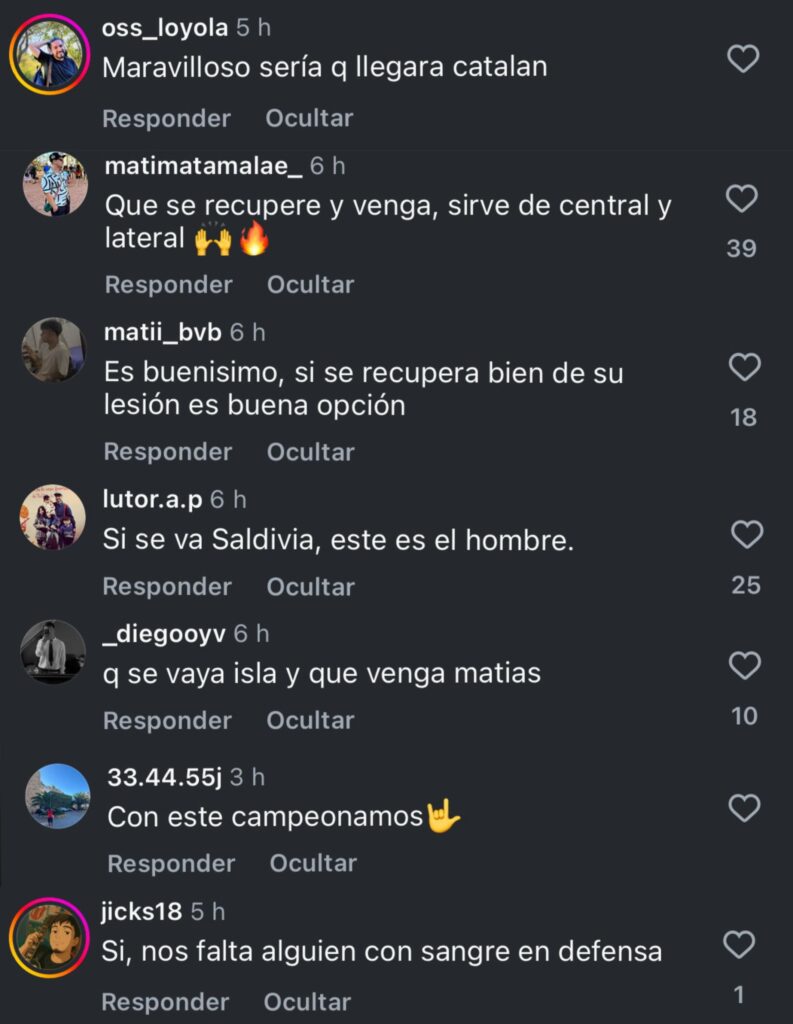 Hinchas de Colo-Colo piden el fichaje de Matías Catalán.
