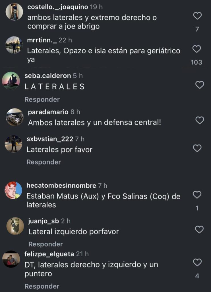 Hinchas de Colo-Colo piden fichar un lateral para el segundo semestre.