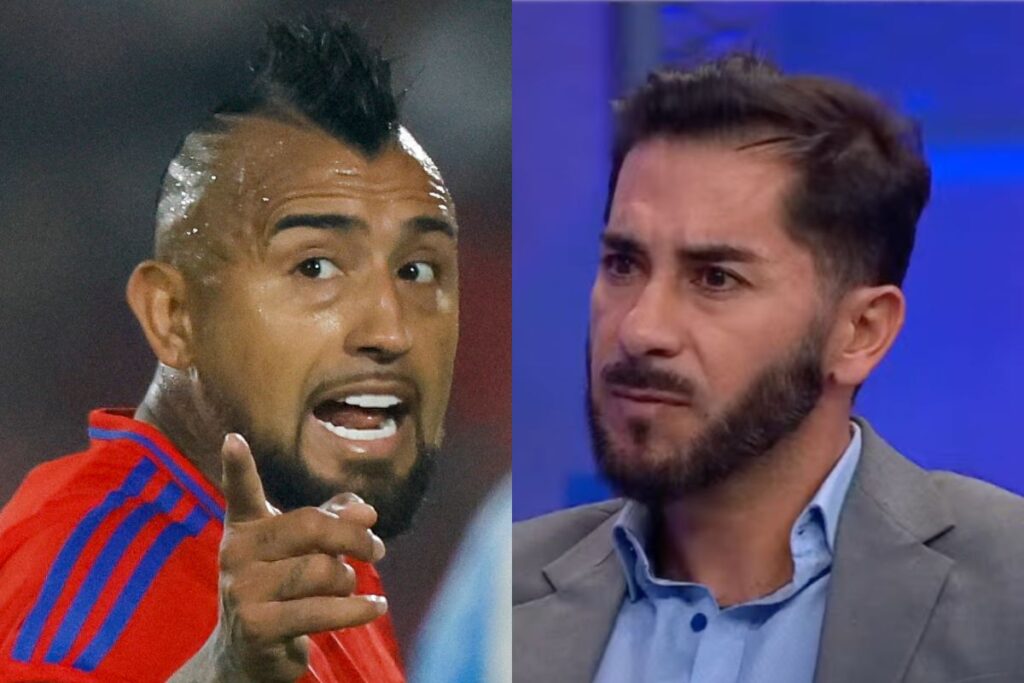 Arturo Vidal siendo cuestionado por el exarquero de la U