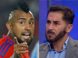 Arturo Vidal siendo cuestionado por el exarquero de la U