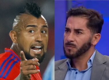 Arturo Vidal siendo cuestionado por el exarquero de la U