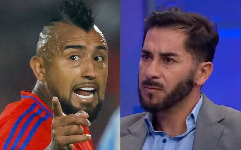 Arturo Vidal siendo cuestionado por el exarquero de la U