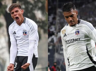 Leonidas y Daniel Gutiérrez con las camisetas de Colo-Colo.