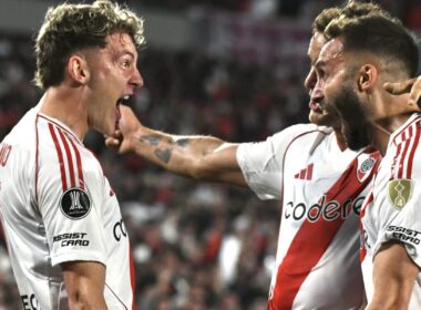 Futbol, River Plate vs Colo Colo. Cuartos de Final, Copa Libertadores 2024. El jugador de River Plate Facundo Colidio, celebra su gol contra Colo Colo durante el partido de copa libertadores disputado en el estadio Monumental en Buenos Aires, Argentina. 24/09/2024 Fotobaires/Photosport Football, River Plate vs Colo Colo. Quarter finals, Copa Libertadores 2024. River Plate player Facundo Colidio, celebrates his goal against Colo Colo during the copa libertadores match at the Monumental stadium in Buenos Aires, Argentina. 24/09/2024 Fotobaires/Photosport
