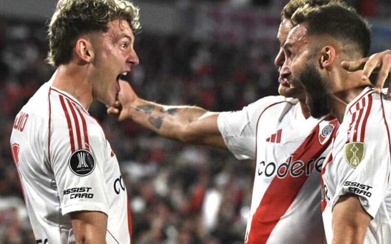 Futbol, River Plate vs Colo Colo. Cuartos de Final, Copa Libertadores 2024. El jugador de River Plate Facundo Colidio, celebra su gol contra Colo Colo durante el partido de copa libertadores disputado en el estadio Monumental en Buenos Aires, Argentina. 24/09/2024 Fotobaires/Photosport Football, River Plate vs Colo Colo. Quarter finals, Copa Libertadores 2024. River Plate player Facundo Colidio, celebrates his goal against Colo Colo during the copa libertadores match at the Monumental stadium in Buenos Aires, Argentina. 24/09/2024 Fotobaires/Photosport