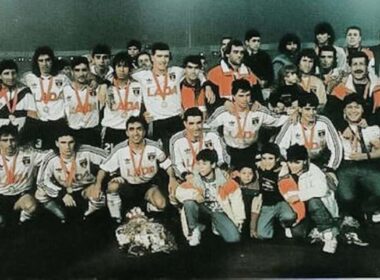 Jugadores de Colo-Colo celebrando la obtención de la Copa Libertadores en 1991.