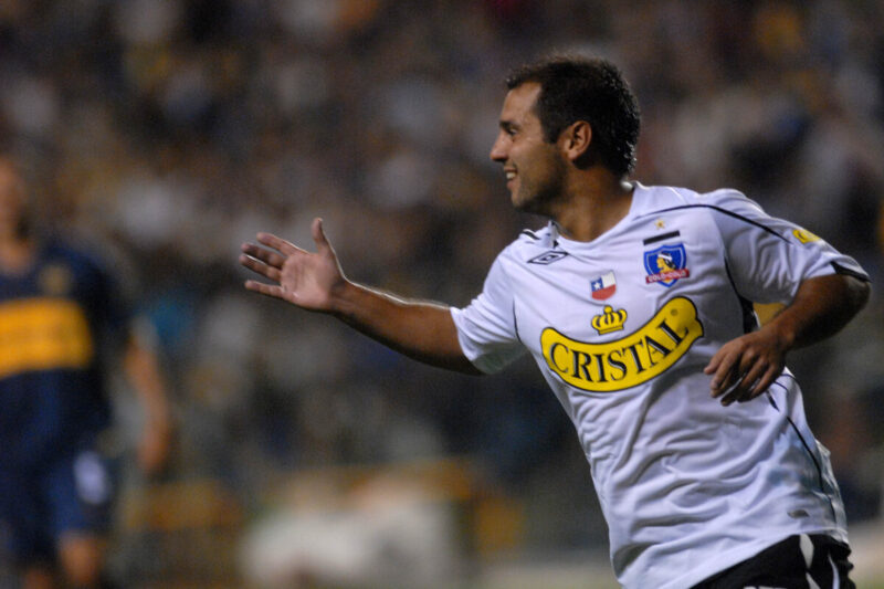Biscayzacú celebrando un gol en La Bombonera.
