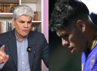 Guarello defendiendo a Palacios.