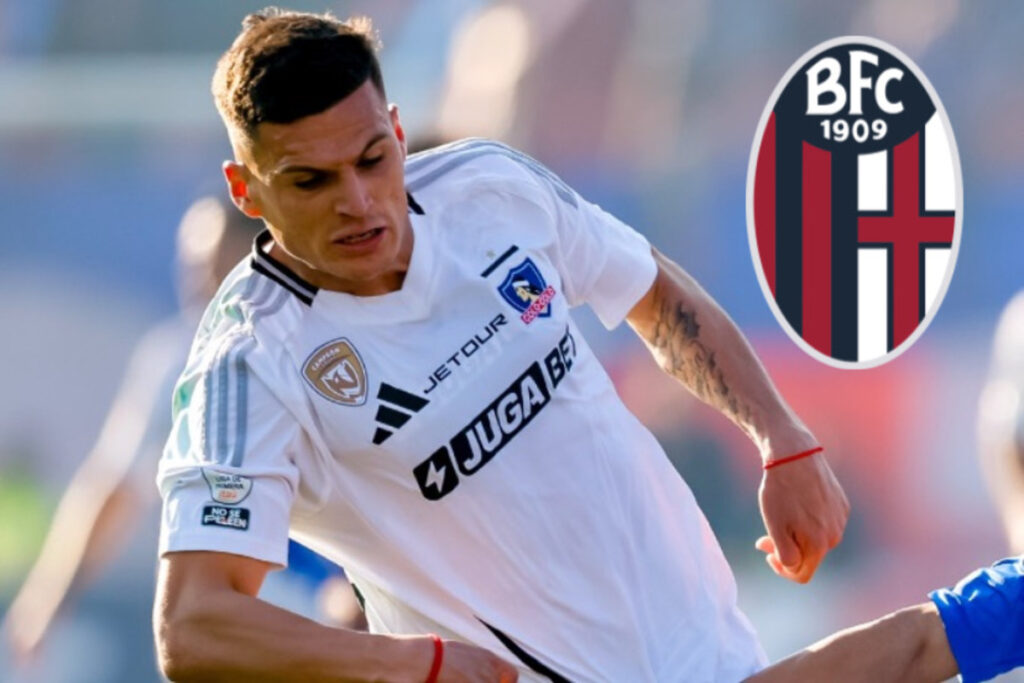 Lucas Cepeda con el logo de Bologna debido a su interés en el jugador.