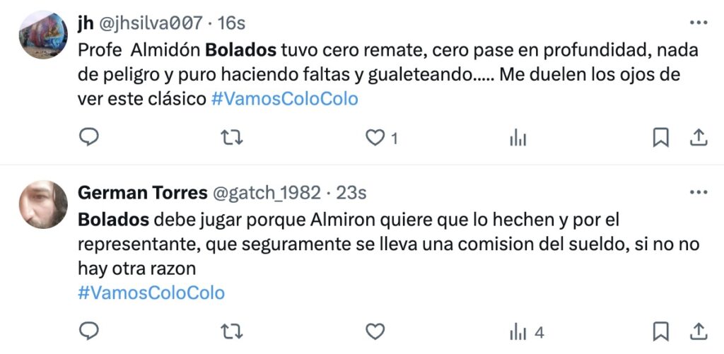 Reacciones hinchas.