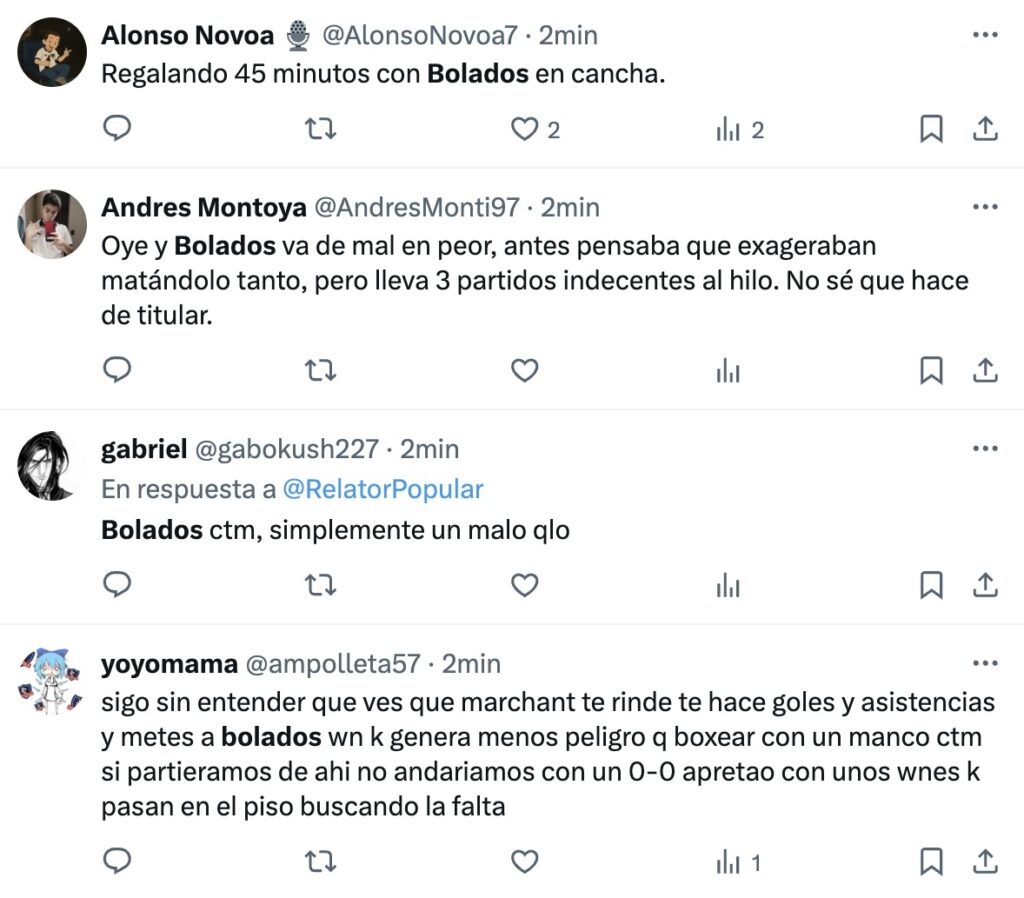 Reacciones hinchas.