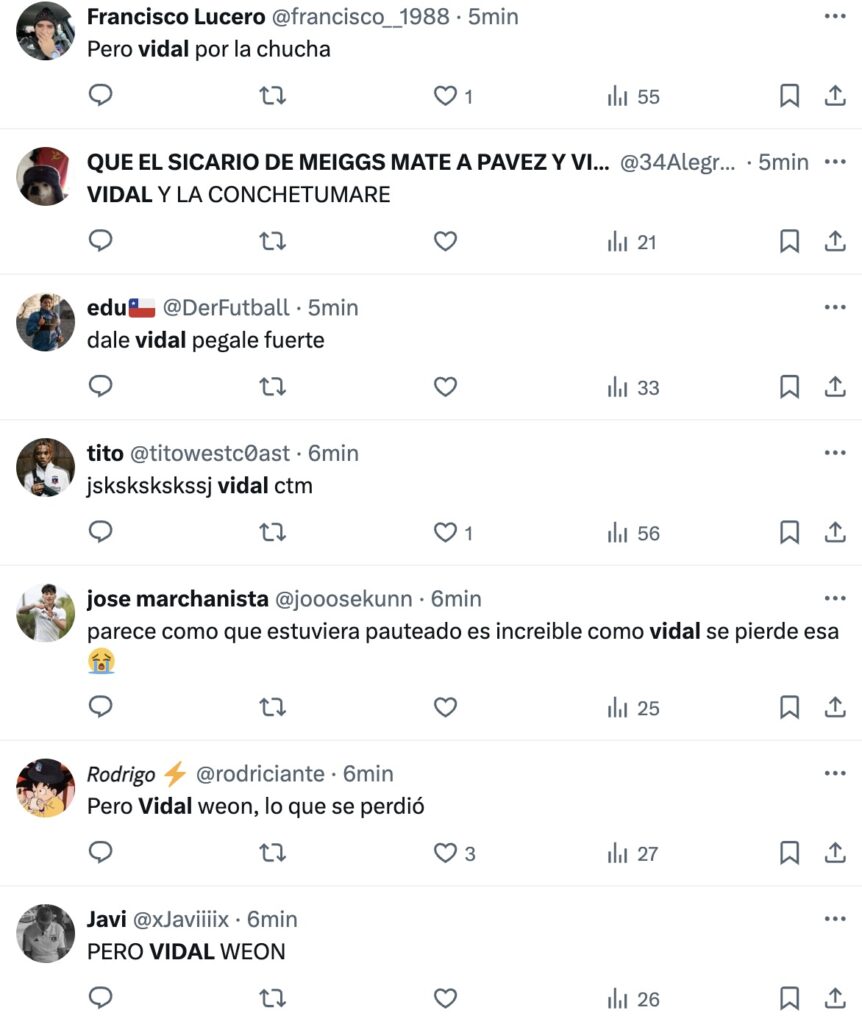 Reacción hinchas gol perdido por Arturo Vidal.