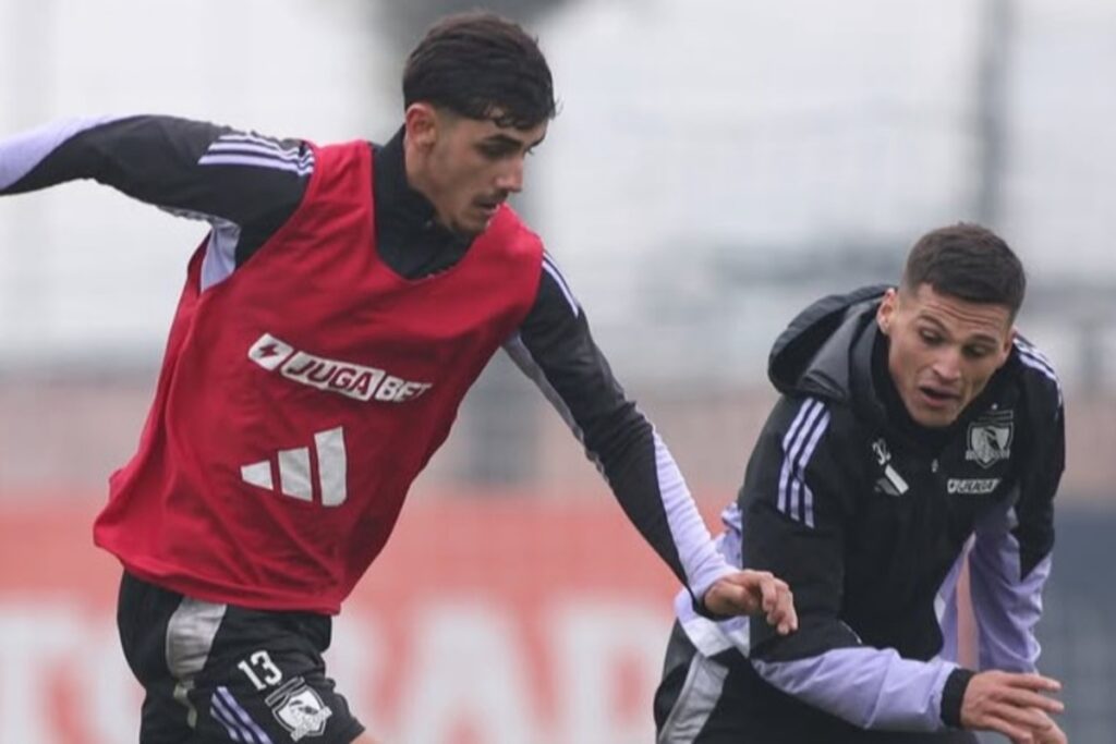 Bruno Gutiérrez y Lucas Cepeda entrenando en el Estadio Monumental.