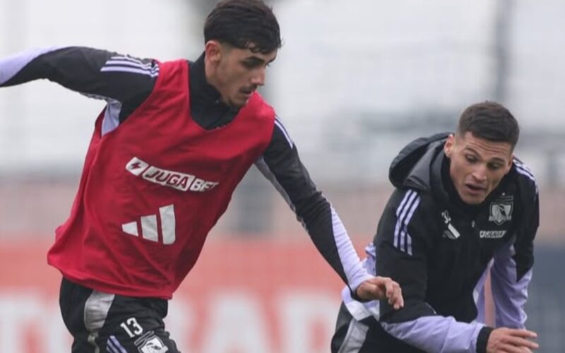 Bruno Gutiérrez y Lucas Cepeda entrenando en el Estadio Monumental.