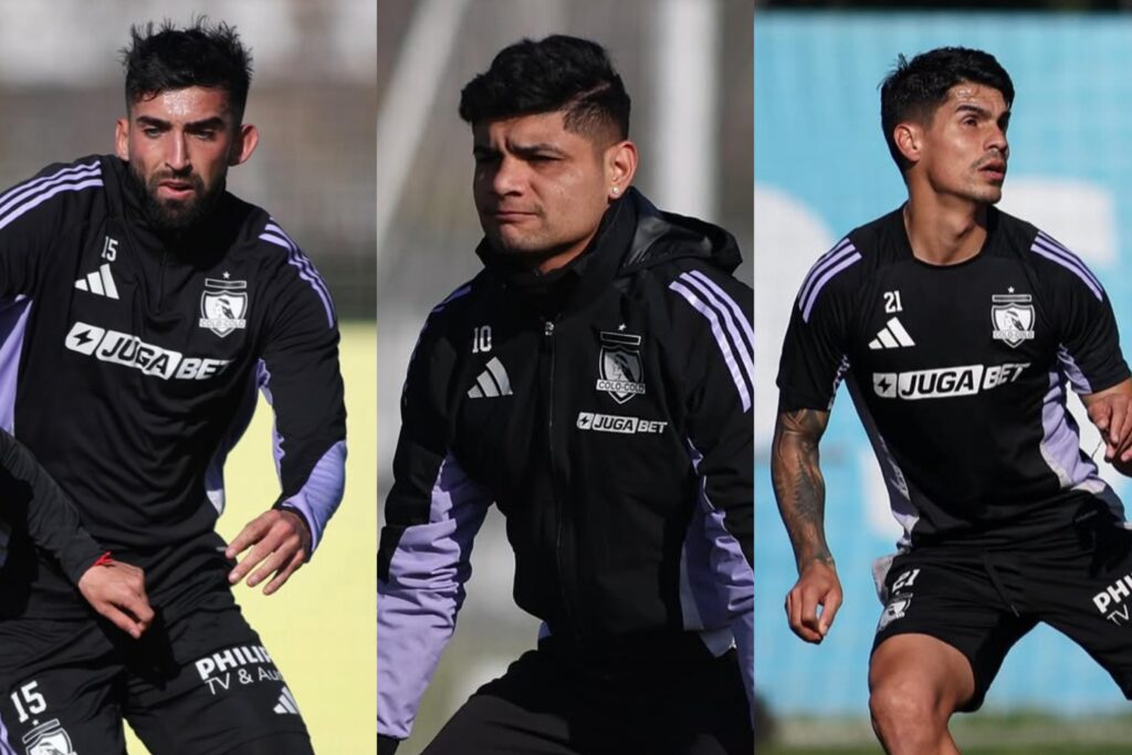 Emiliano Amor, Claudio Aquino y Erick Wiemberg entrenando con Colo-Colo, preparando el duelo ante Universidad Católica.